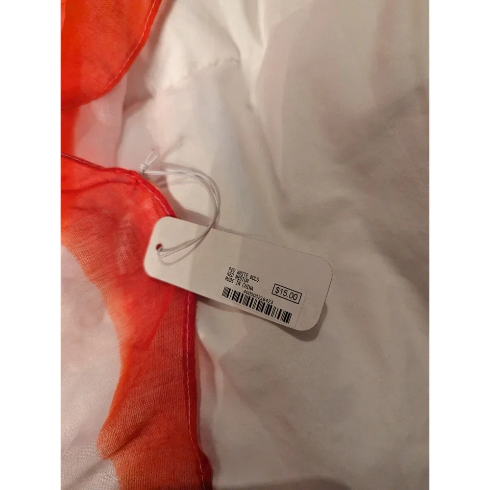 Charming Charlie ? red white blue flag stars & stripes womens neck scarf 68x24" - Picture 3 of 5